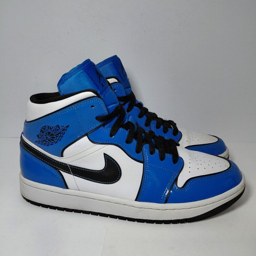 Nike Air Jordan 1 Mid SE Signal Blue Sneakers Men's Size 9 White Blue DD6834-402